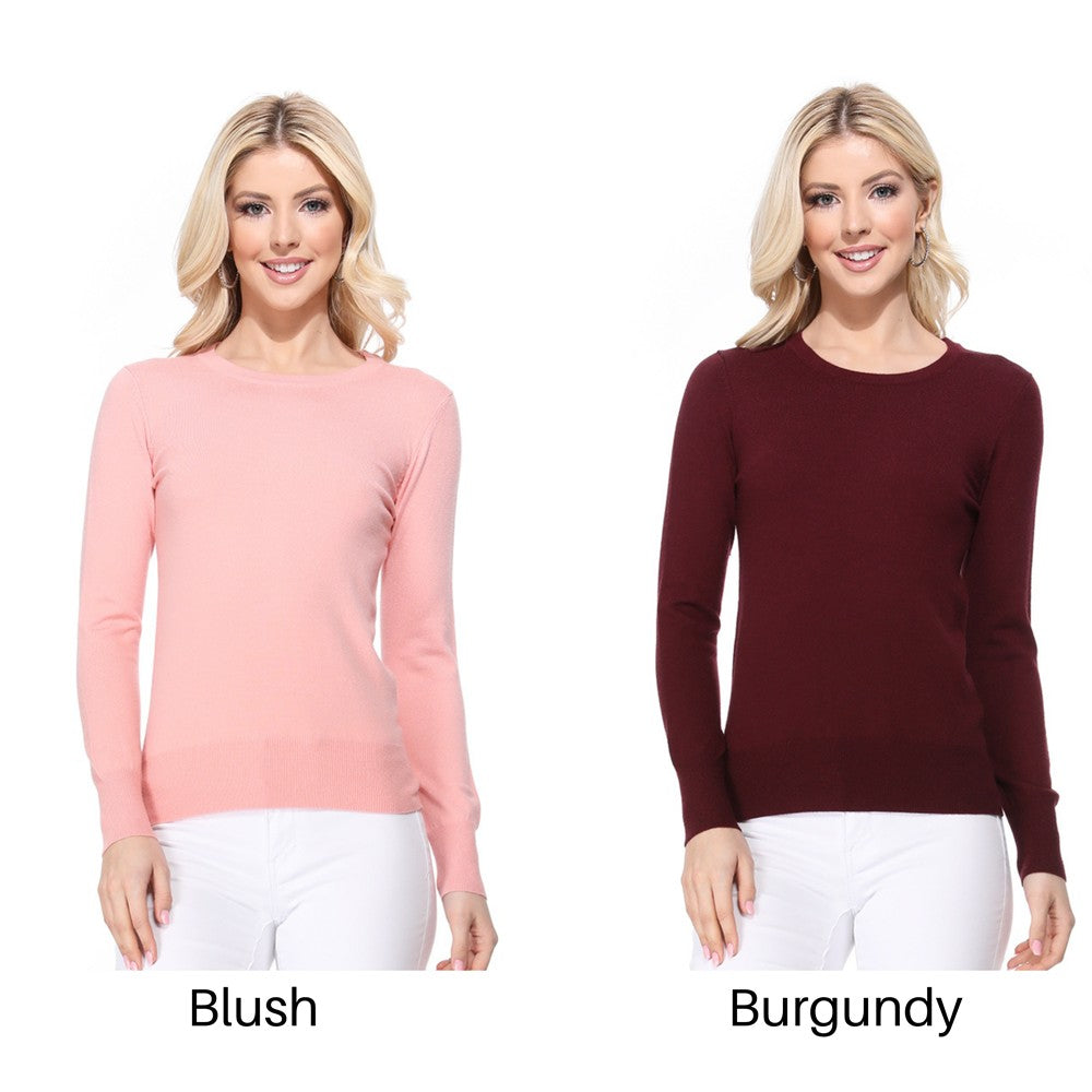 Crew Neck Long Sleeve Light Basic Casual Knit Top