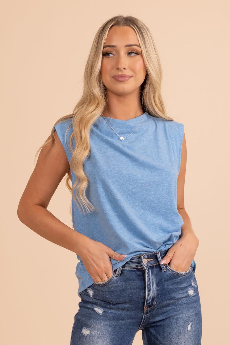Blue Square Sleeve Top