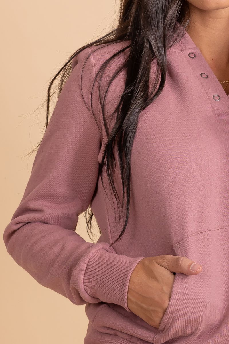 pink long sleeve soft hoodie
