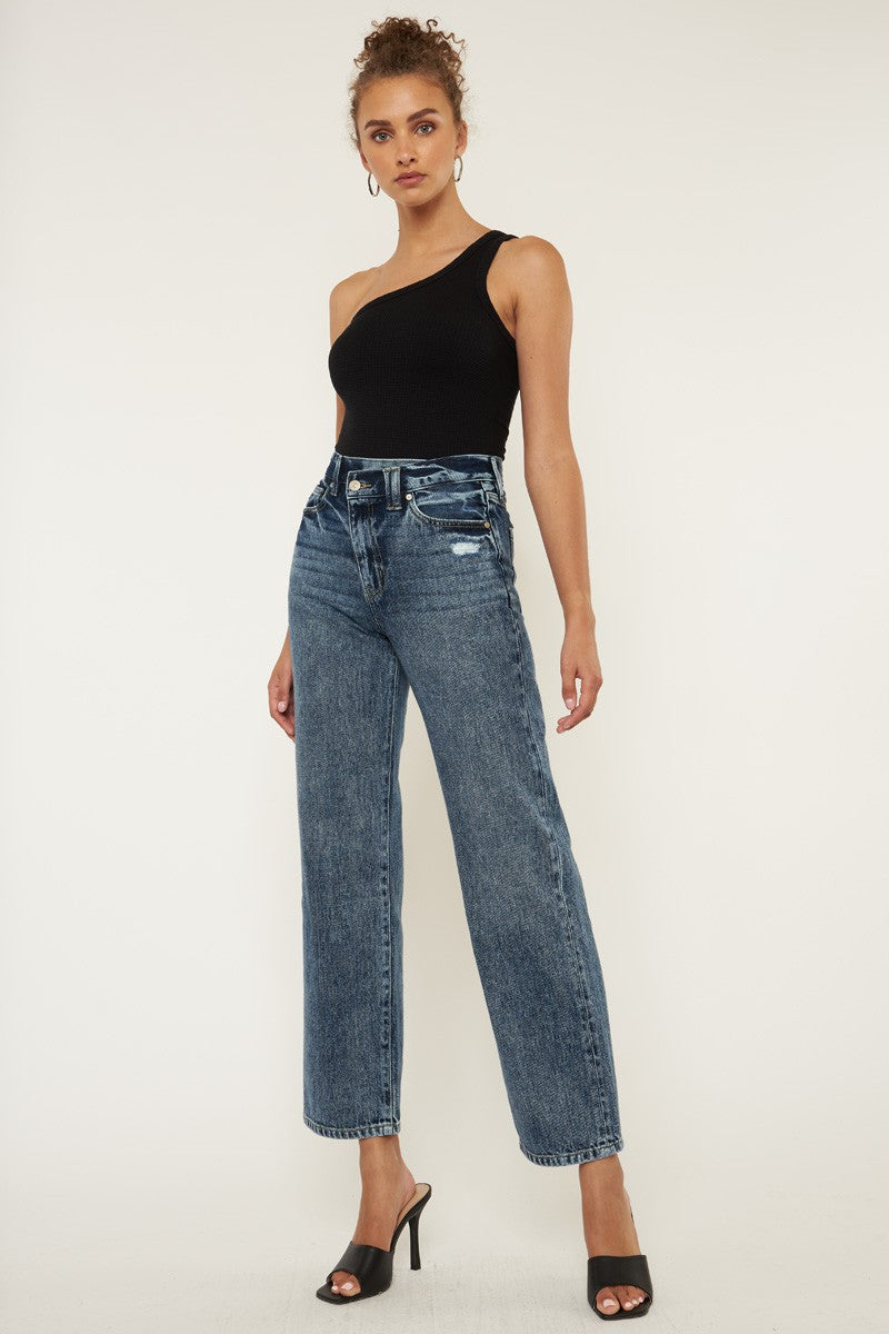 Kan Can HIGH RISE 90'S WIDE LEG STRAIGHT JEANS