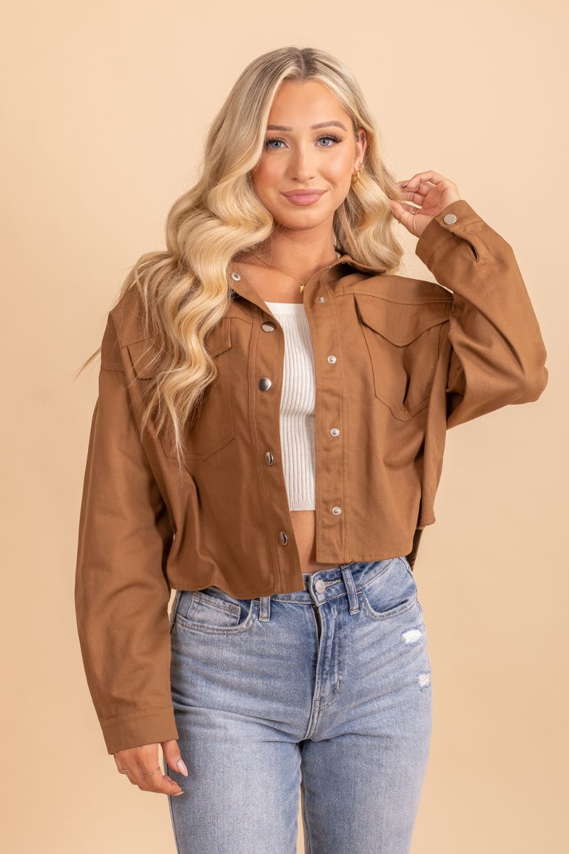 Be Present Brown Button Up Jacket