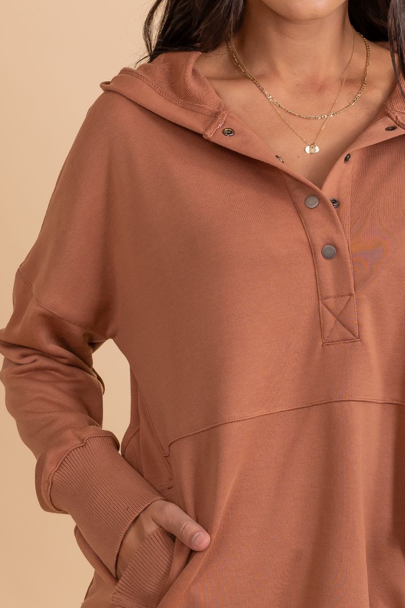 half way button up hooded sweater