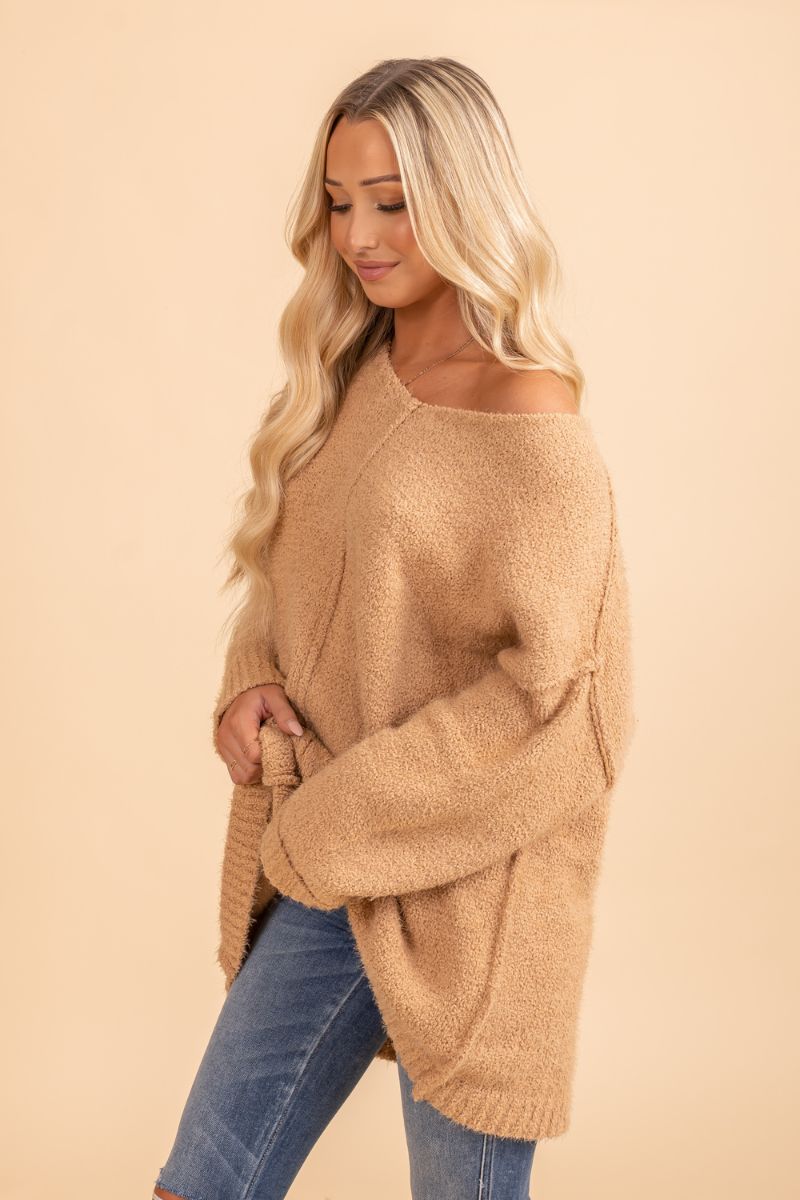 oversized rounded v neck comfortable sweater