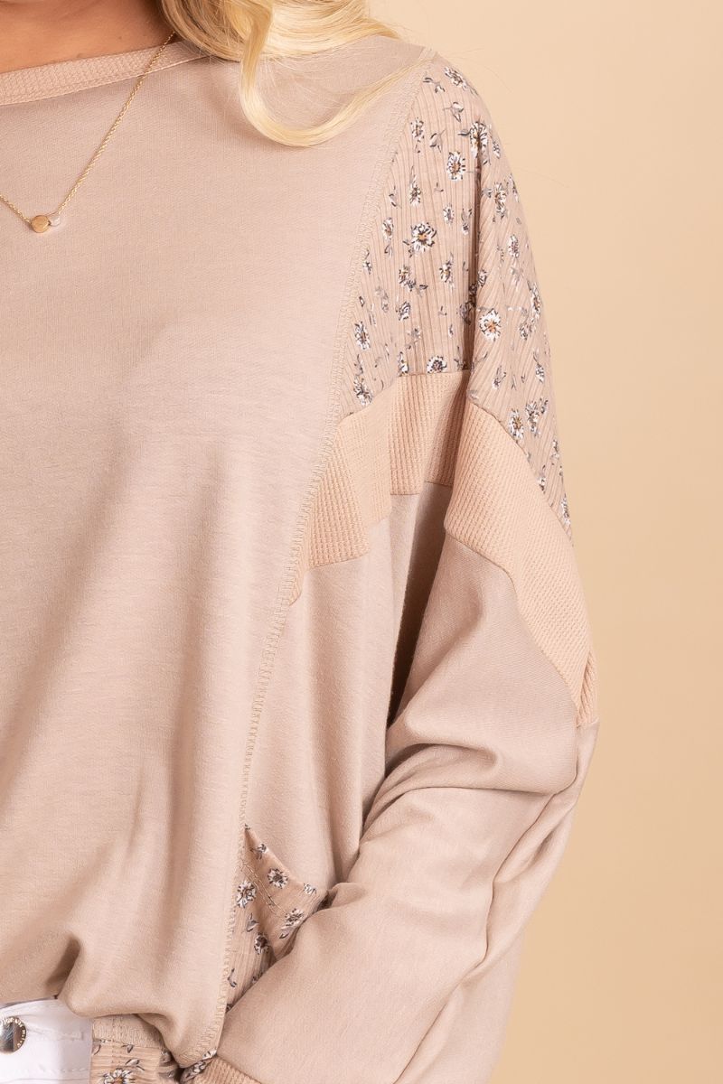 long sleeve floral oversized top