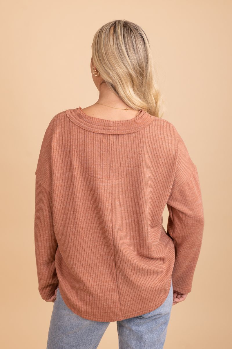 long sleeve ribbed light weight top 
