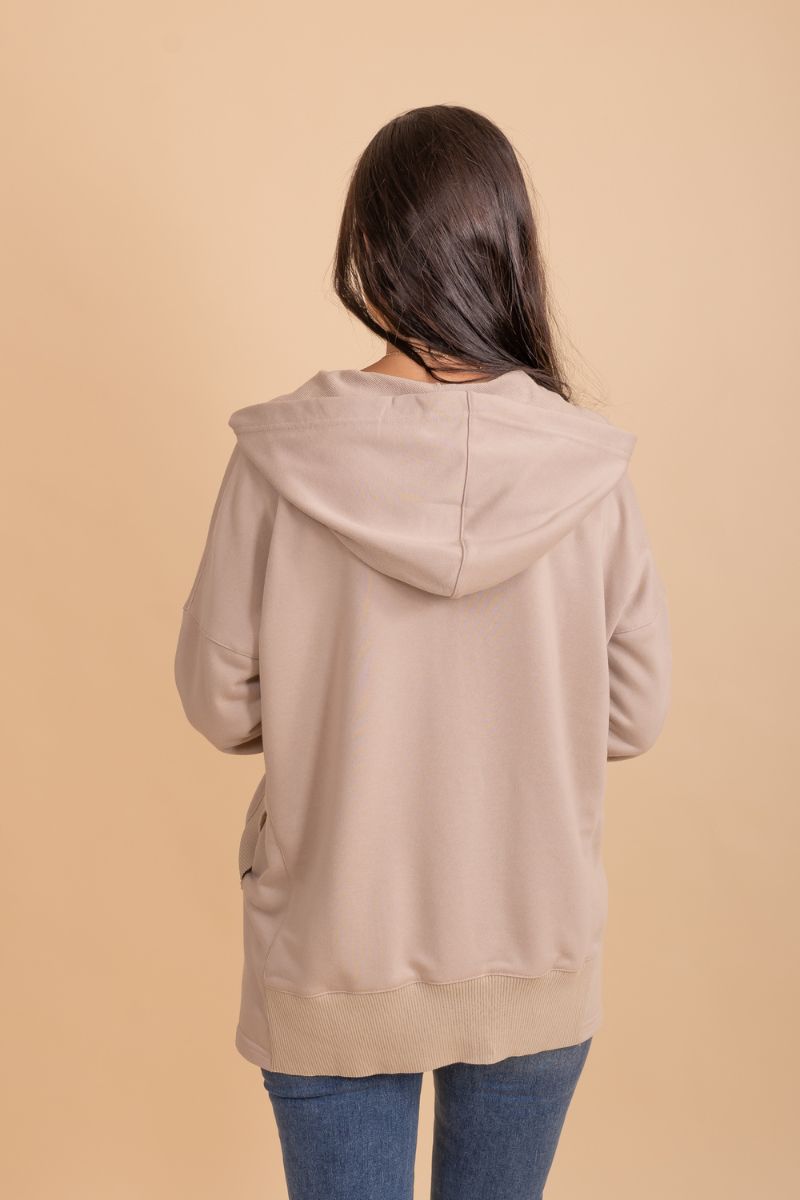 long sleeve hooded button up hoodie