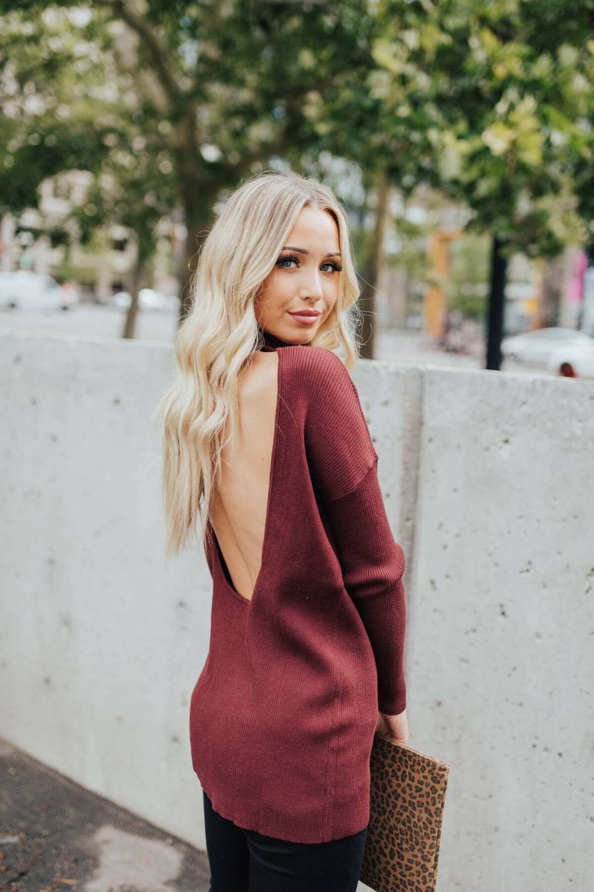 Women’s Burgundy High-Quality Ribbed Material Boutique Sweaters