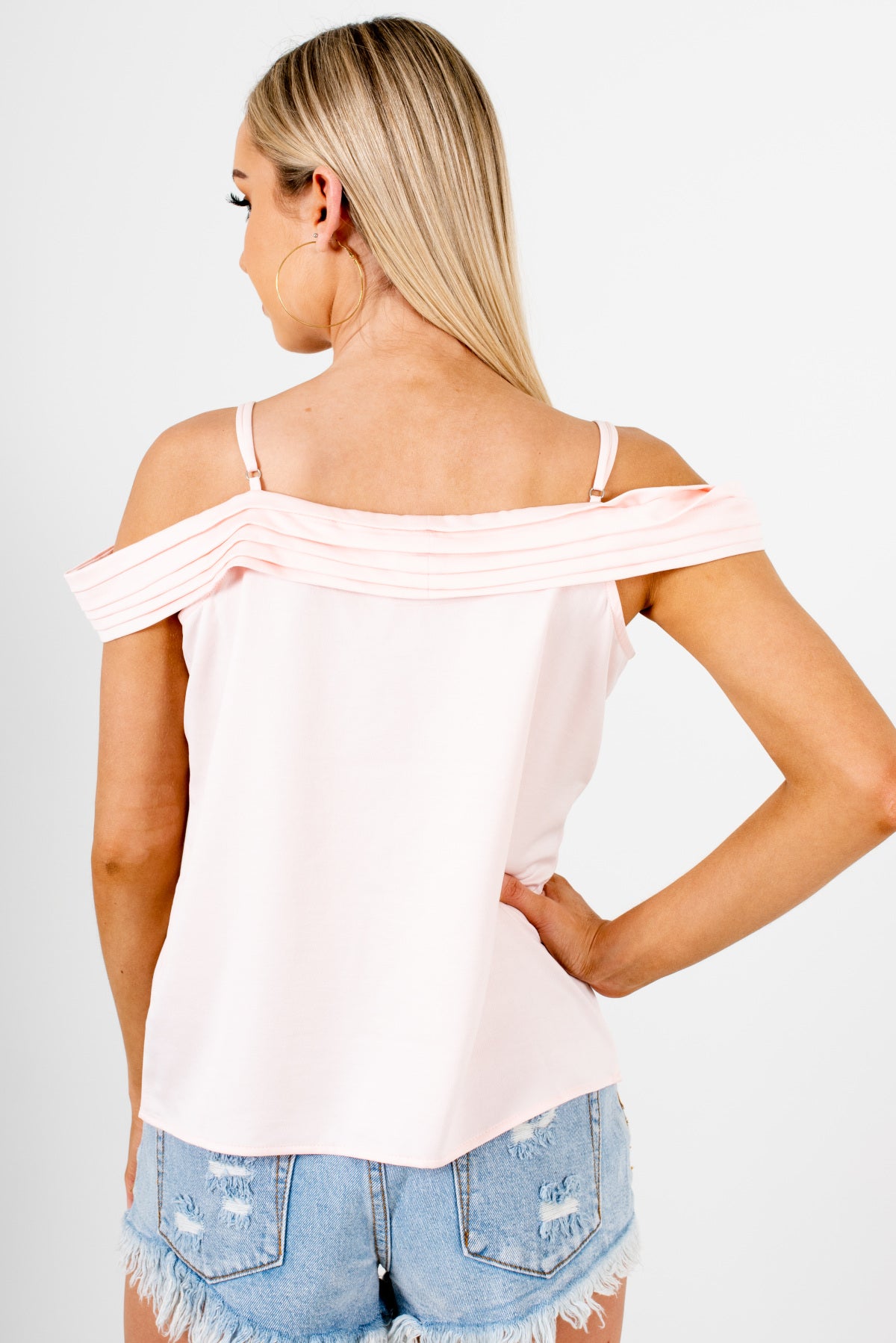 Women's Blush Pink Adjustable Strap Boutique Tops