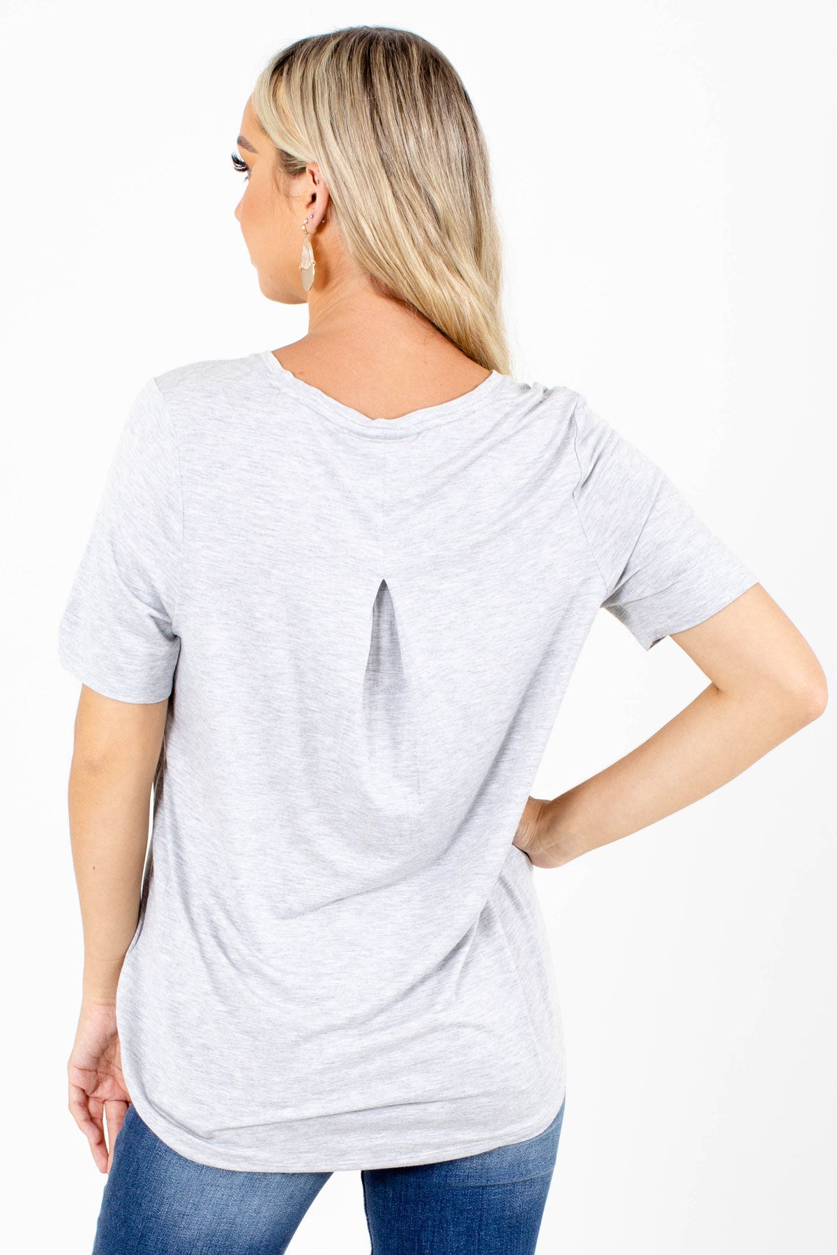 Short Sleeve Boutique Top in Heather Gray