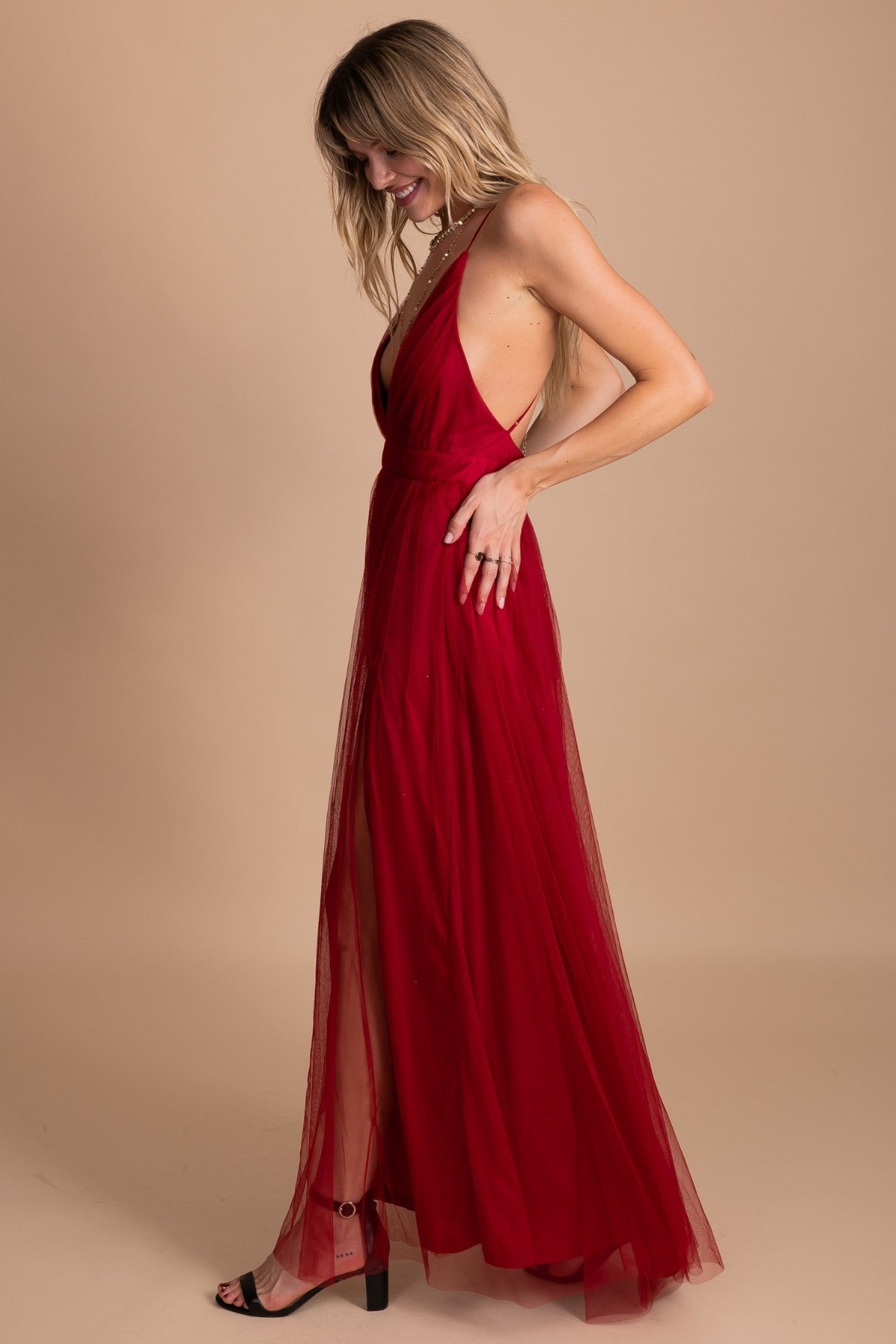 Long Floor Length Formal Dress in Red