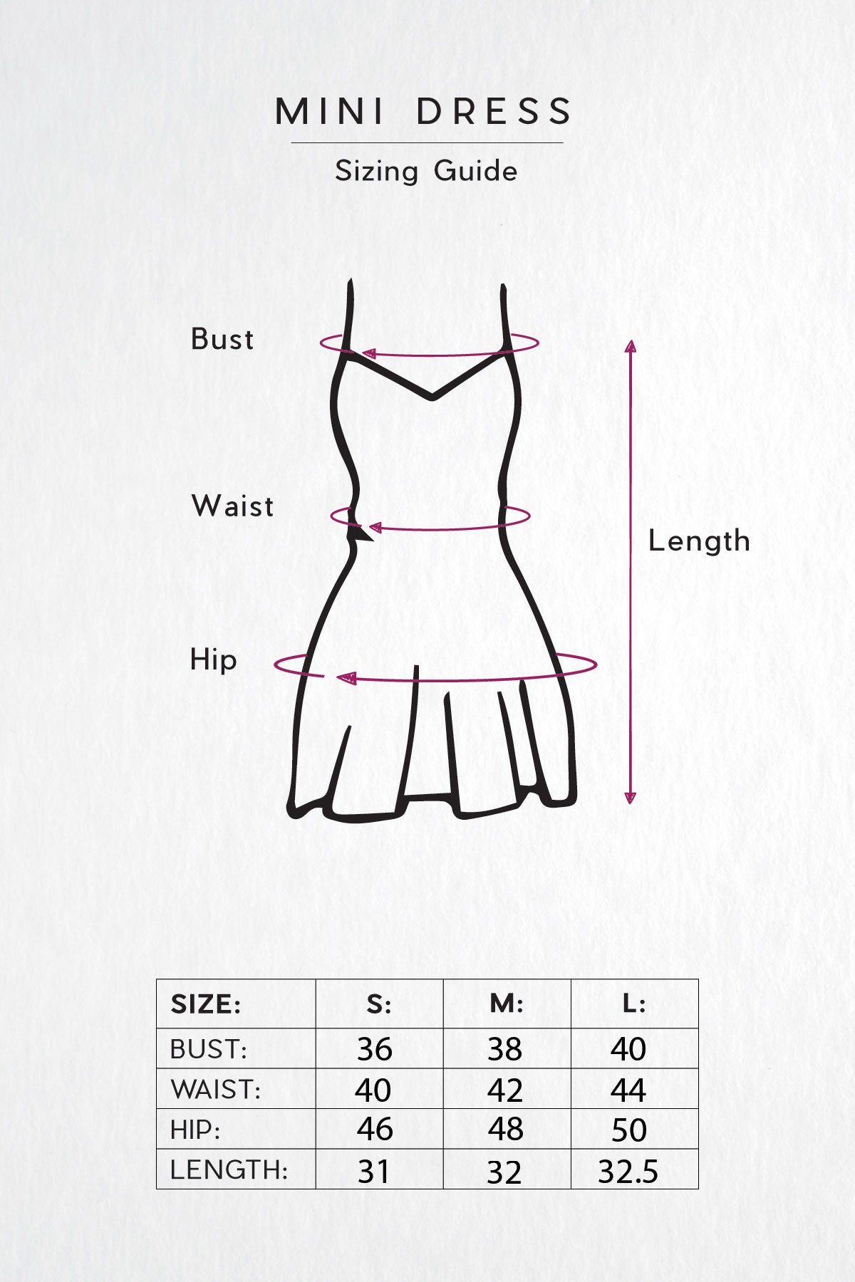 Women's Mini Dress Sizing Guide