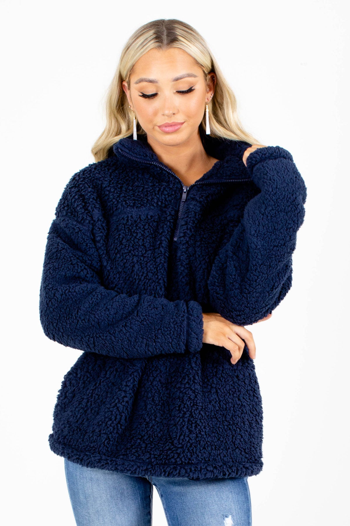 Navy Blue Cute and Comfortable Boutique Pullover for Women