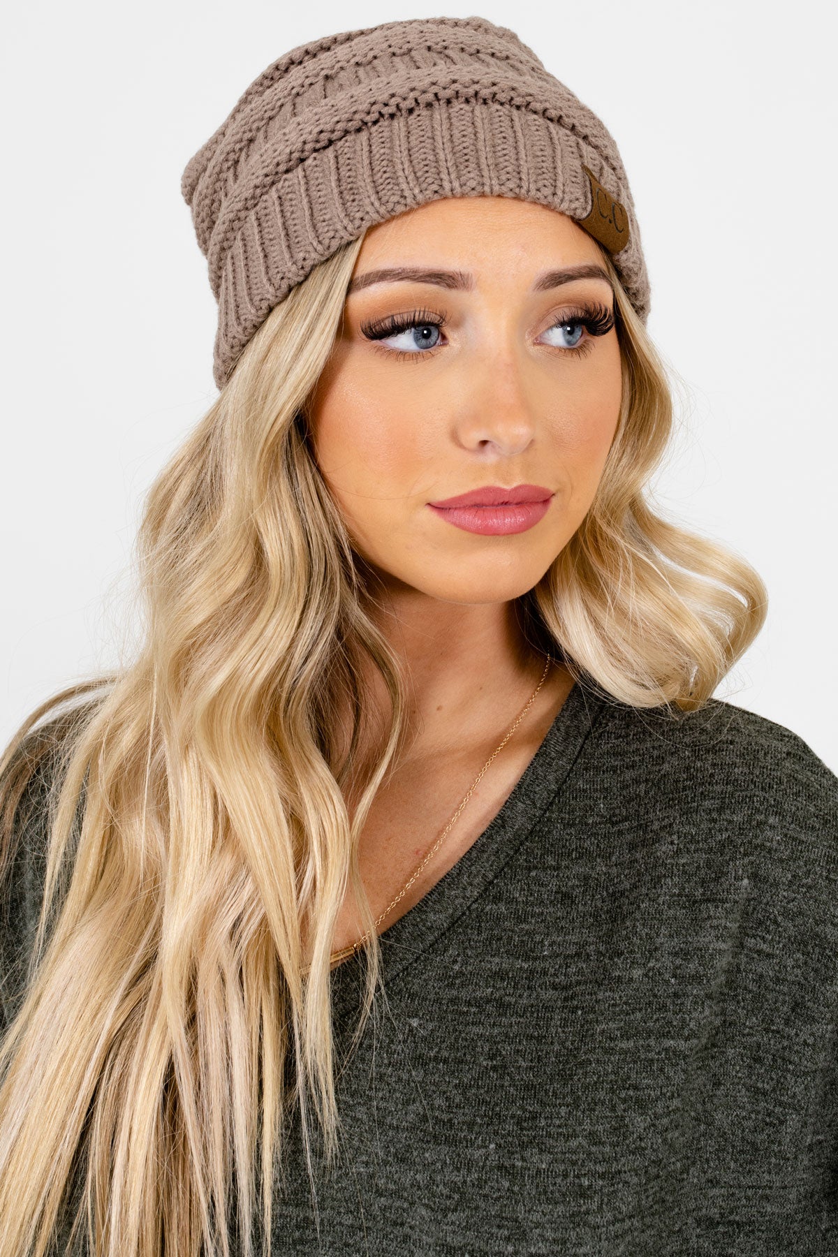Taupe Brown Cute and Comfortable Boutique Beanies for Women