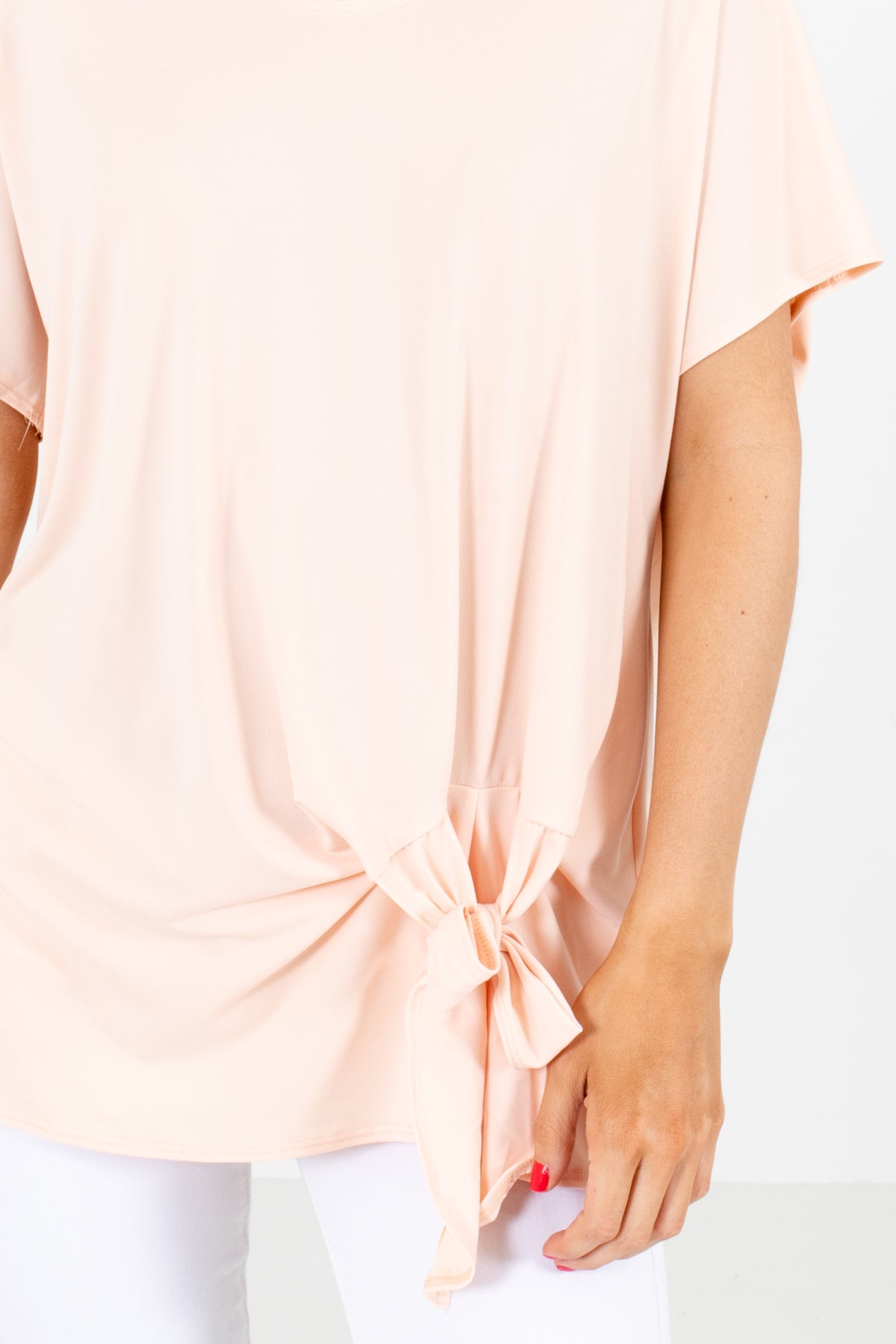 Self Tie Blouse For Women in Blush Pink.