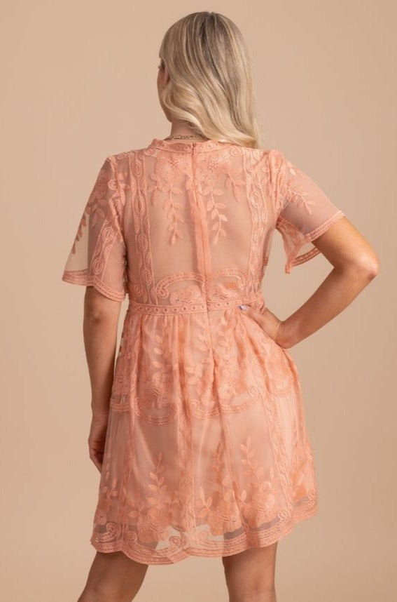 boutique dress with lace and back zipper