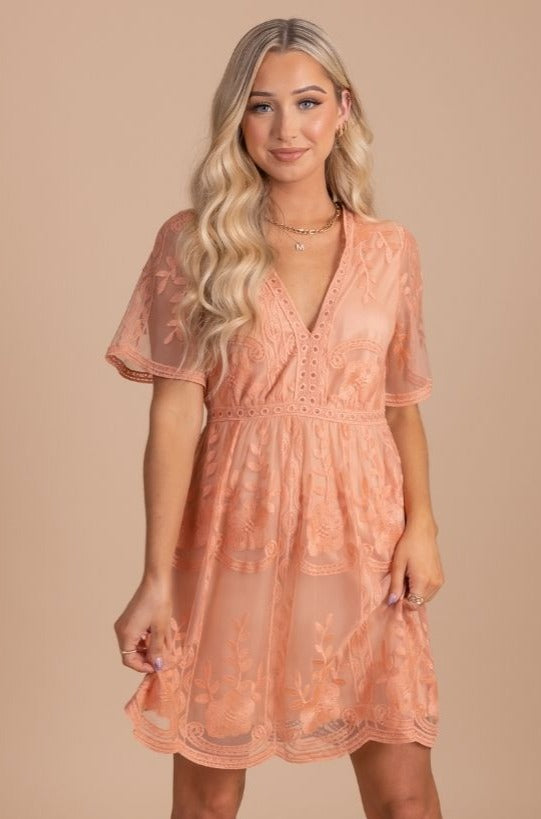 peach mini dress