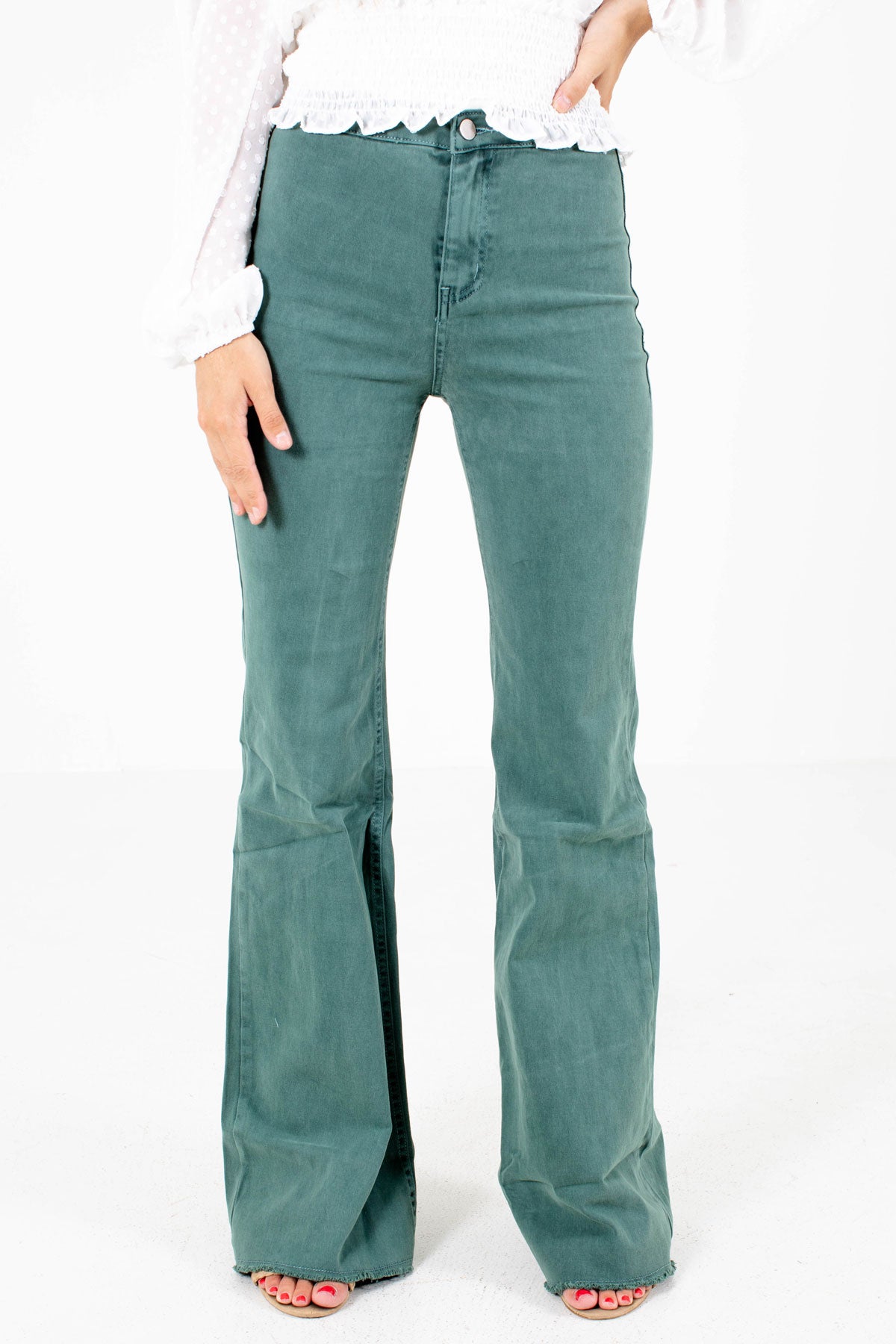 Women's Pine Green Casual Everyday Boutique Jeans