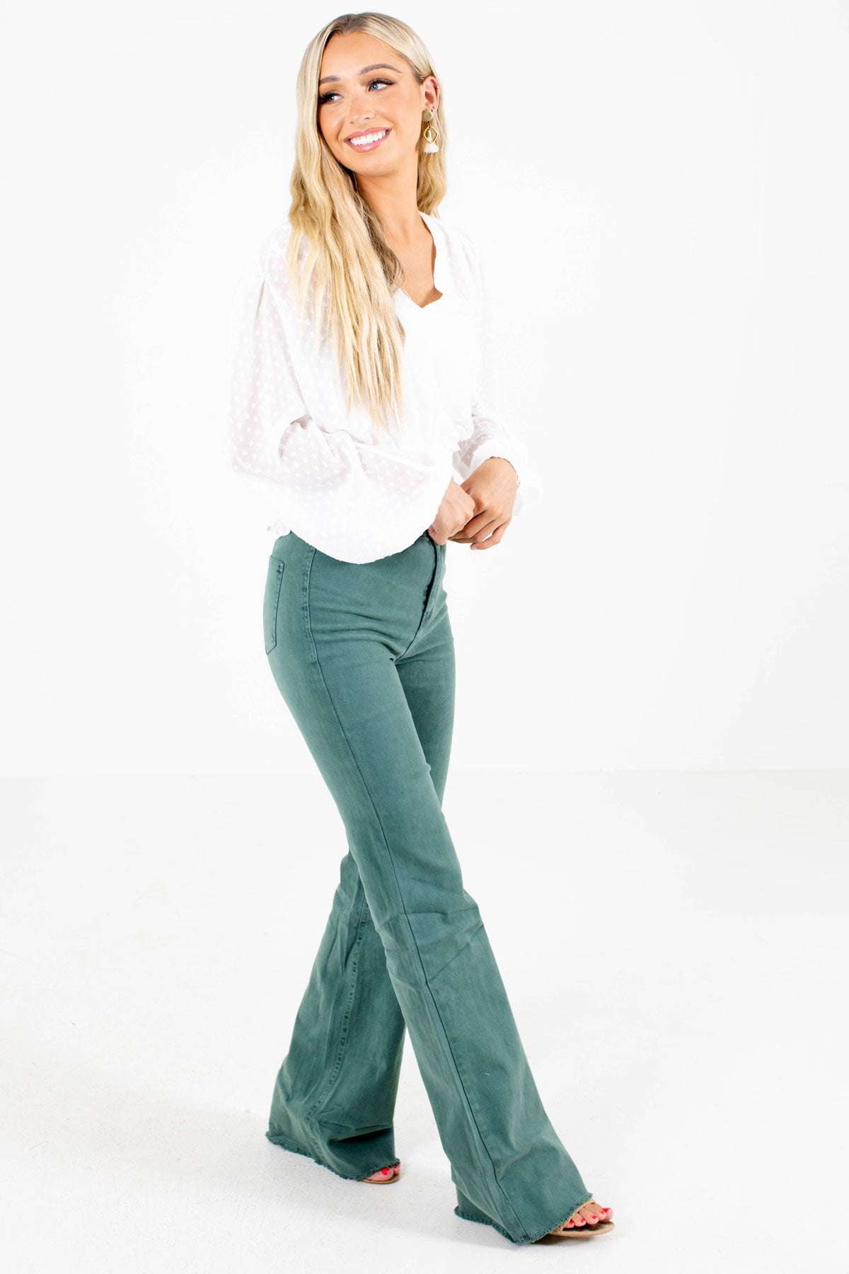 Pine Green Cute and Comfortable Boutique Jeans for Women