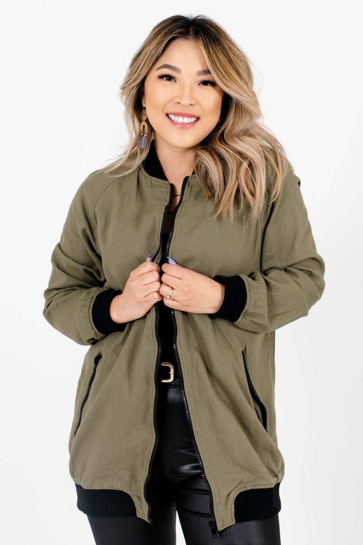 Women’s Olive Green Layering Boutique Jackets