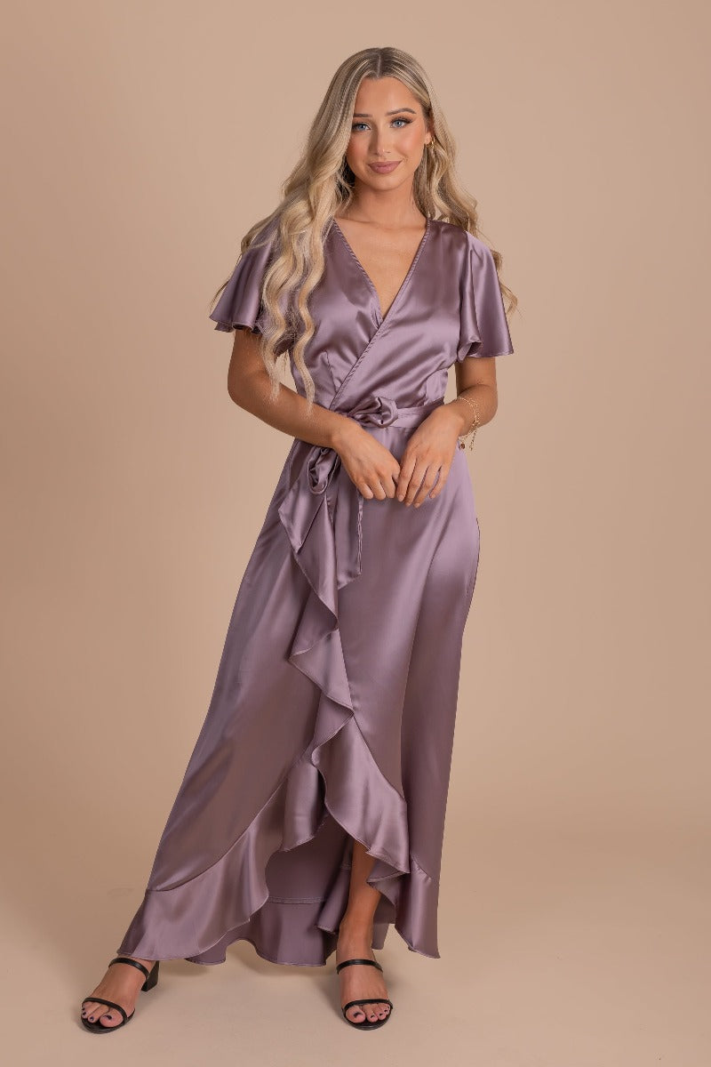 light purple v neck maxi dress 