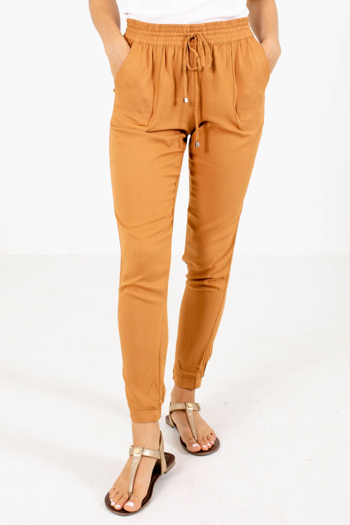 Mustard Elastic Waistband Boutique Joggers for Women
