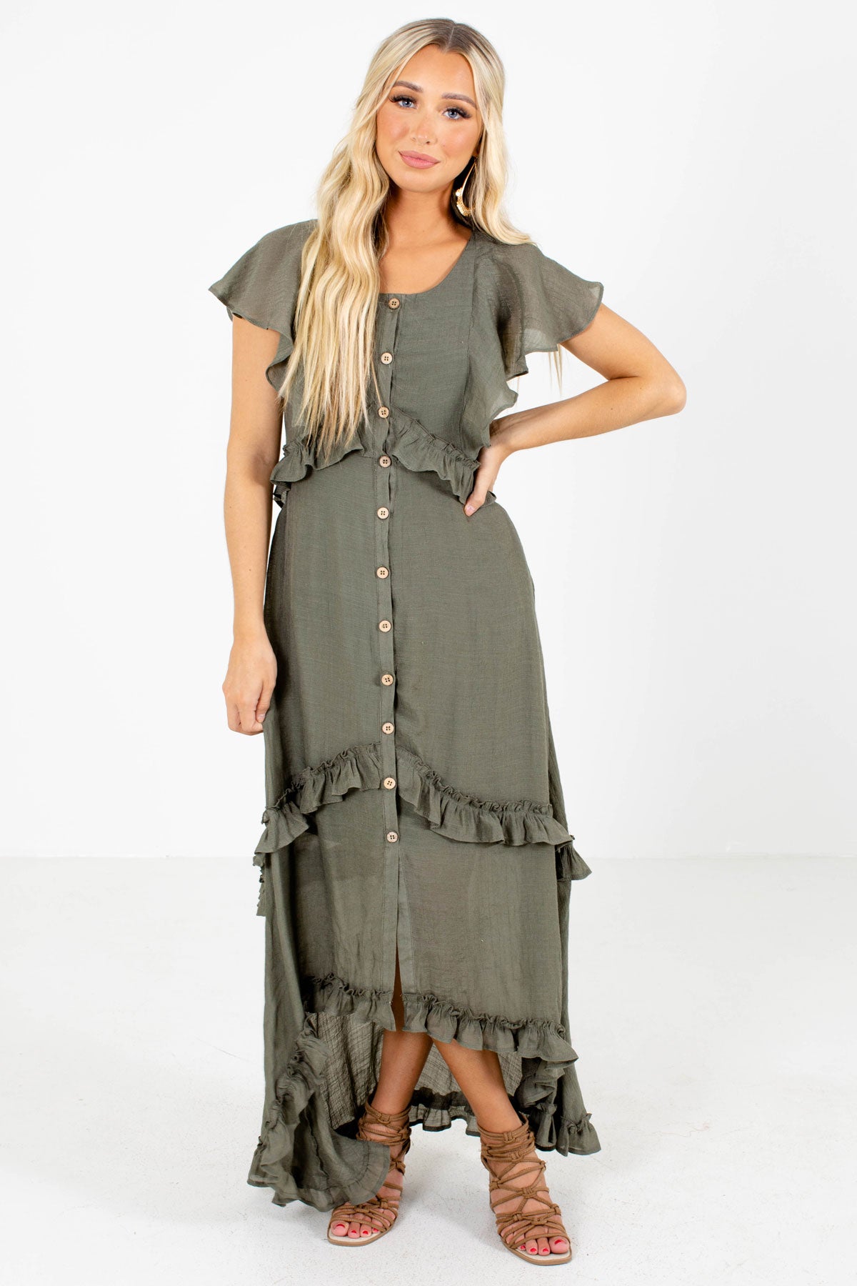 Boutique Dress in Muted Green