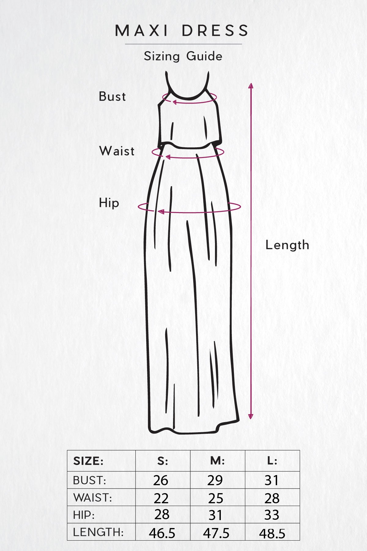 Maxi Dress Sizing Guide
