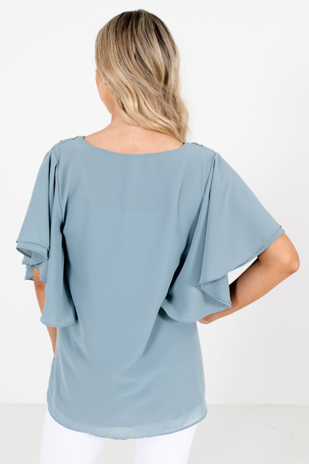 Flowly Sleeve Blouse in Blue For Women