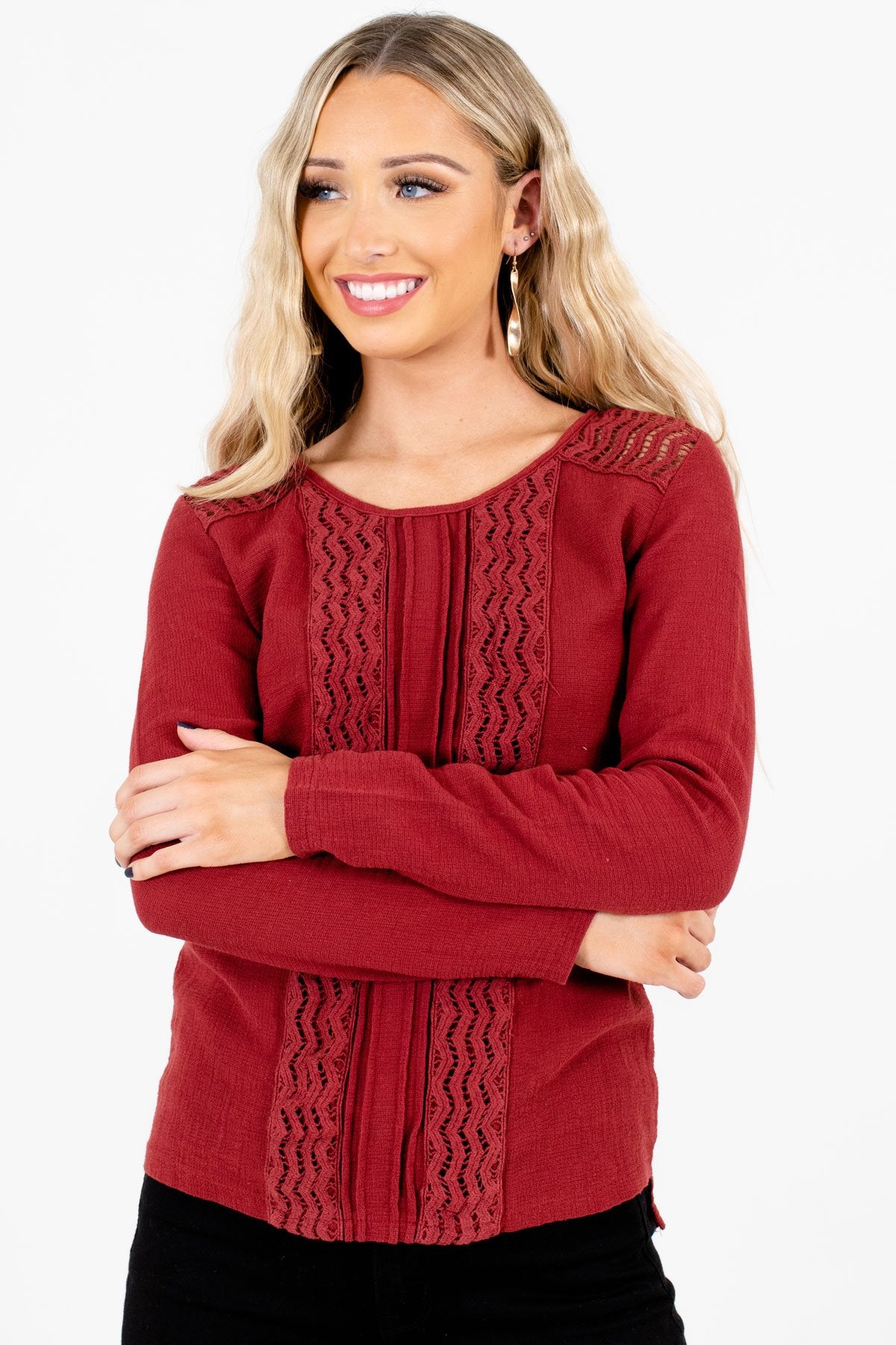 Women’s Rust Red Casual Everyday Boutique Tops