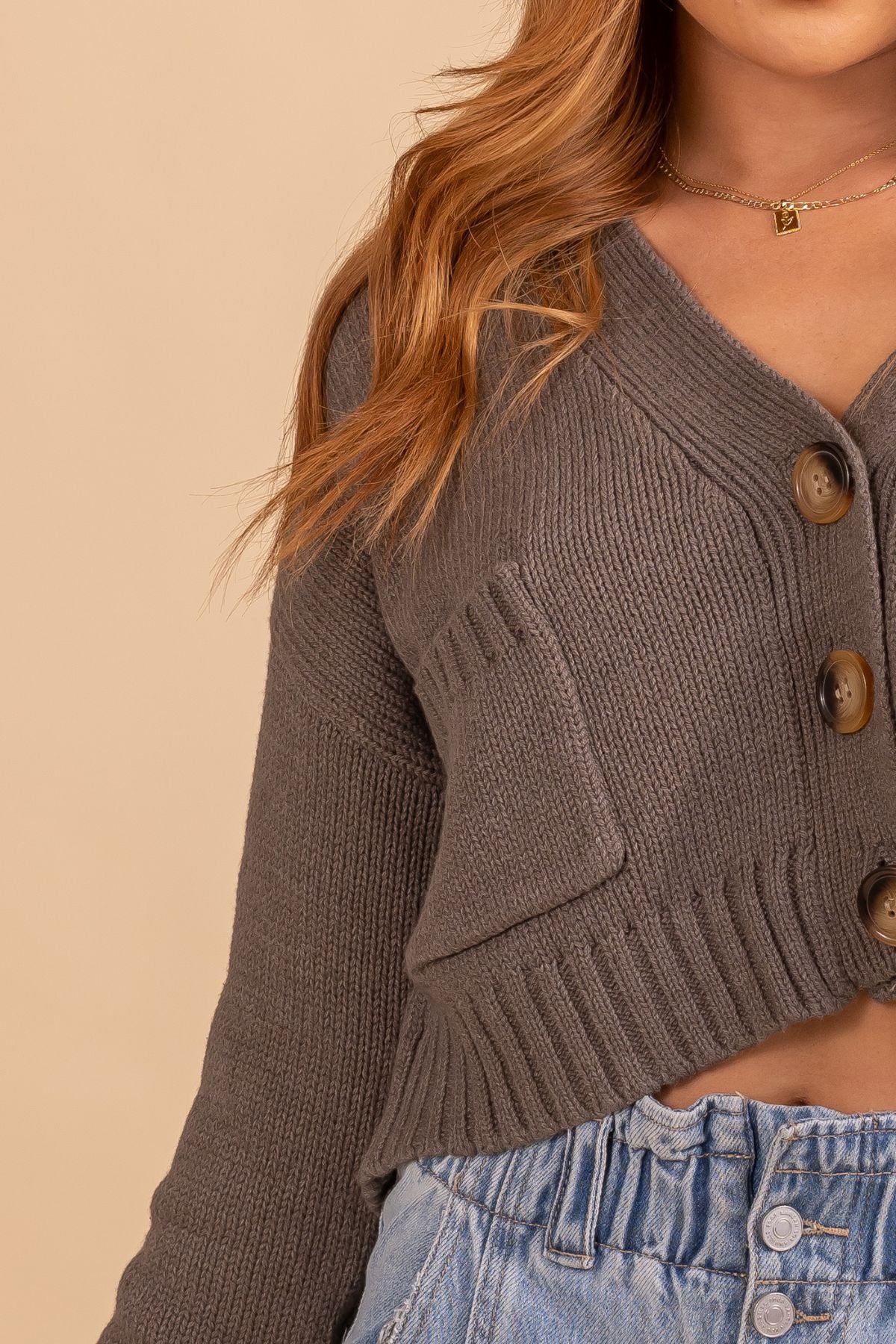 3 button up gray cardigan