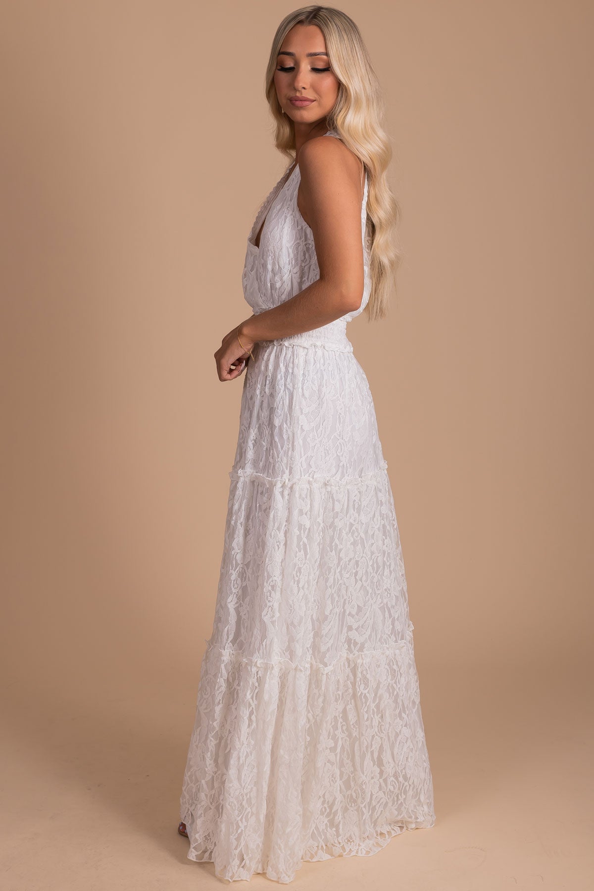 women's white special occasion maxi dress lace 
