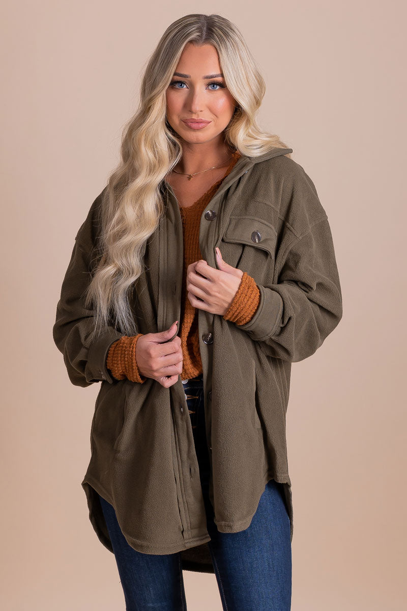 boutique trendy women's button front jacket