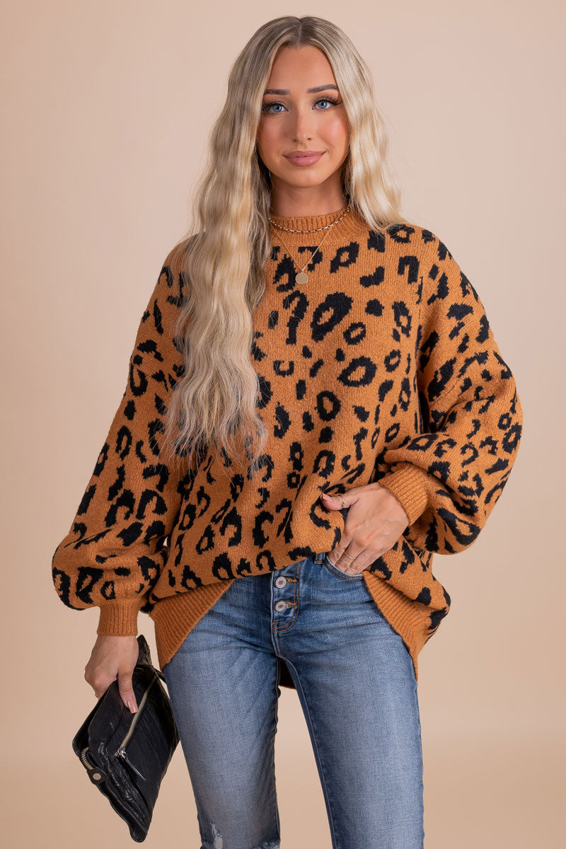 boutique animal print sweater for fall