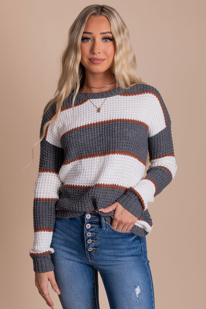 Take A Walk Striped Long Sleeve Pullover