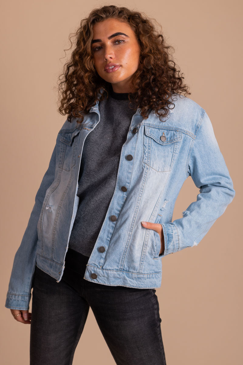 Fade Into View Distressed Denim Jacket