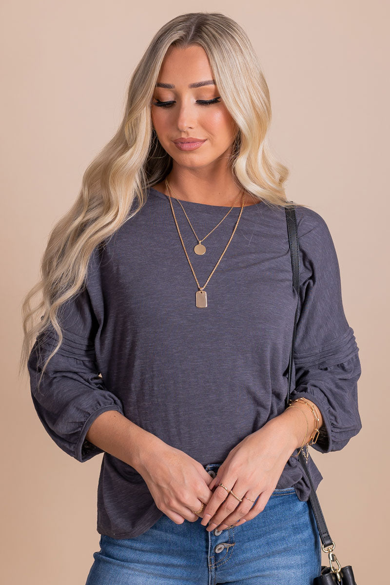 Totally Unique Charcoal Gray Top
