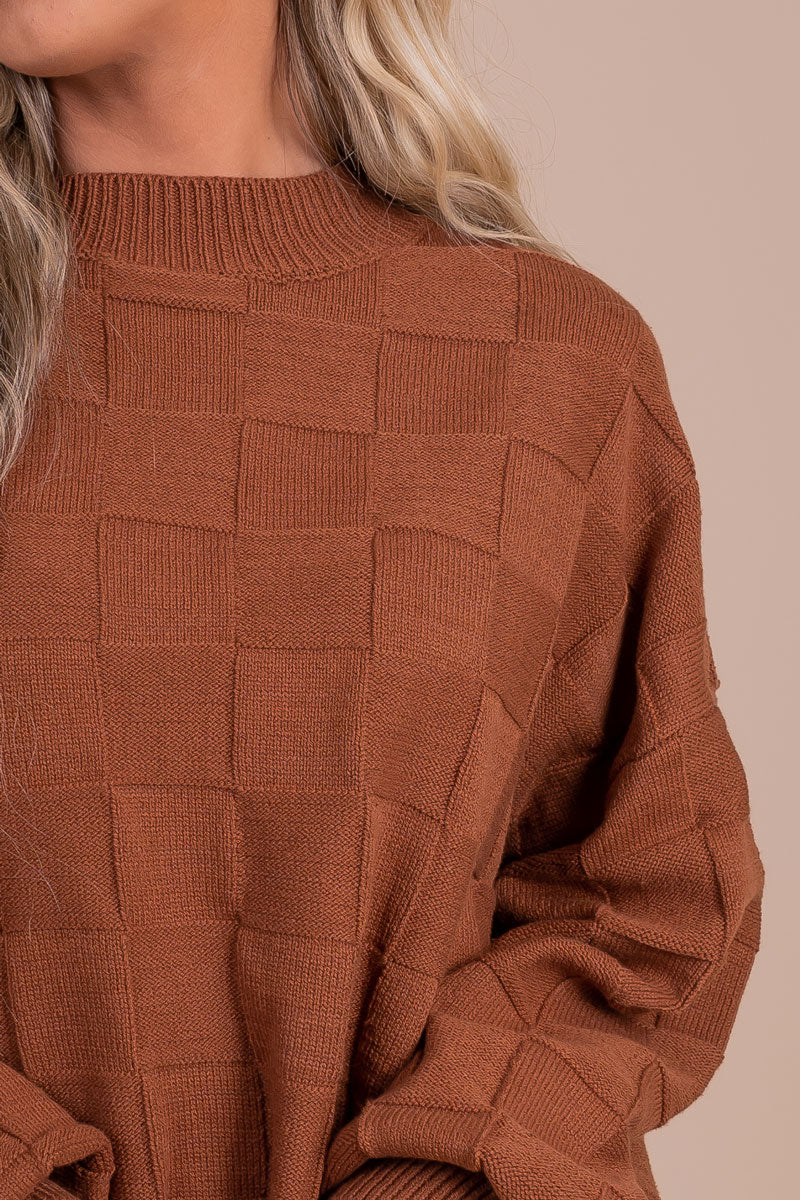 women's brown weaved sweater