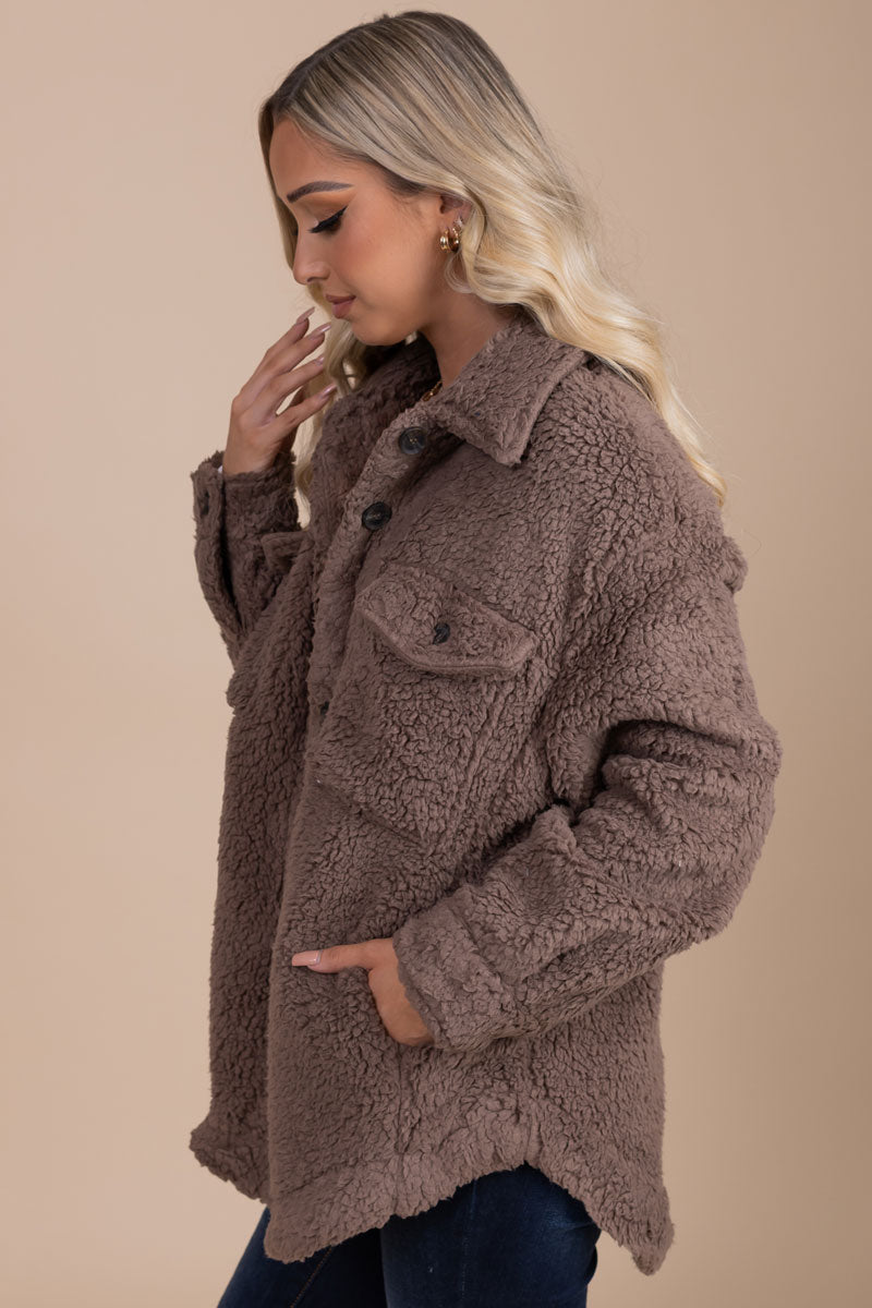 teddy bear sherpa jacket for fall and winter