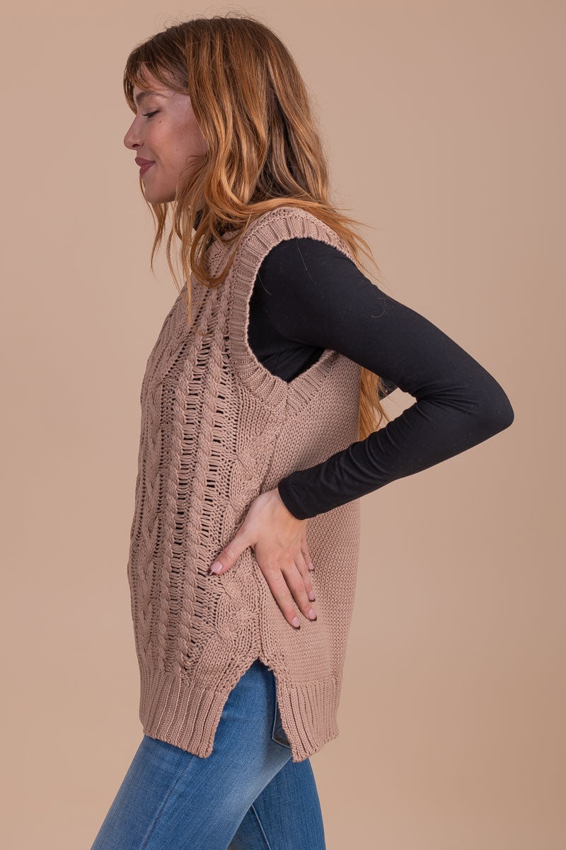 women's brown oversized knit sweater