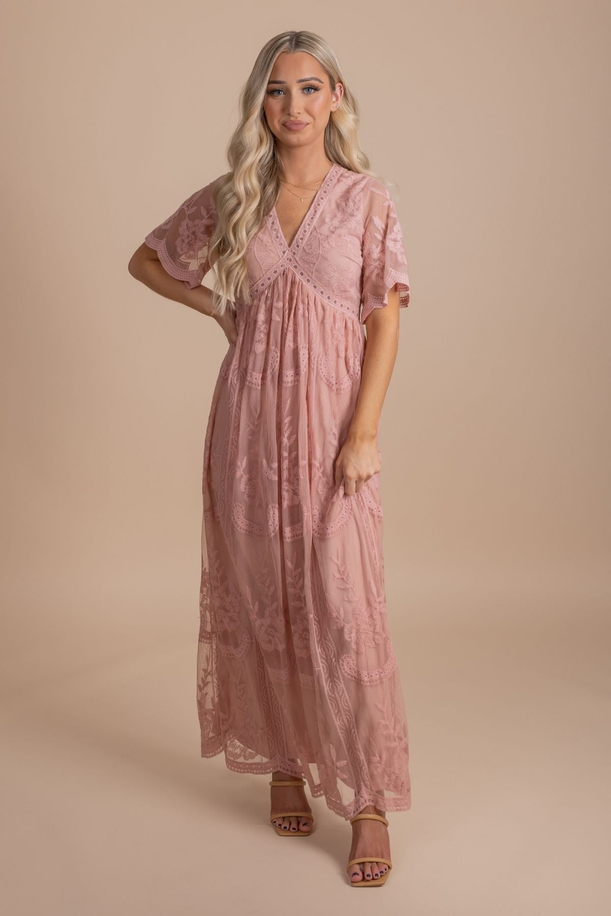 Simple Serenity Lace Maxi Dress