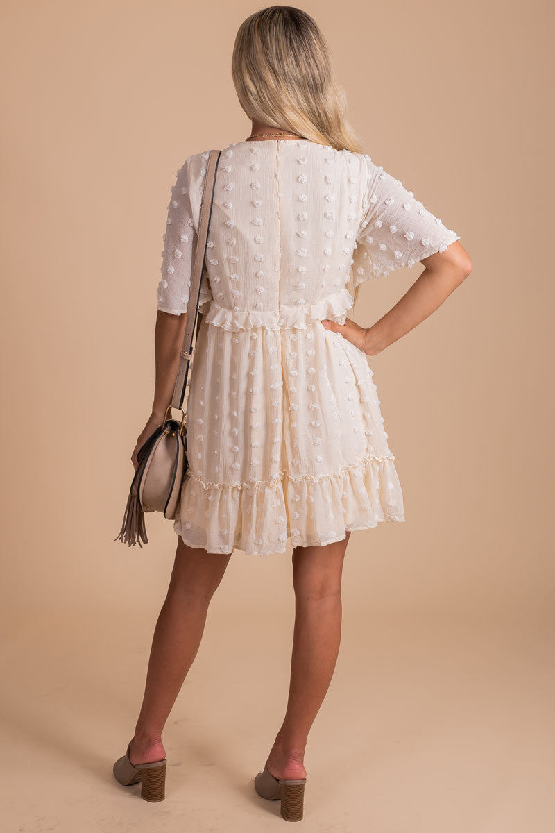 boutique white women's mini dress for summer
