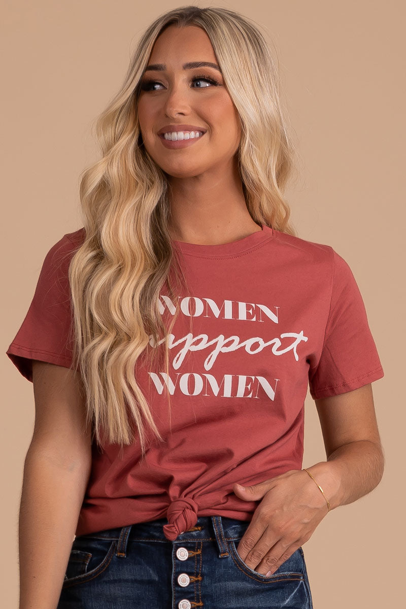 Women Support Women Graphic Tee - Red