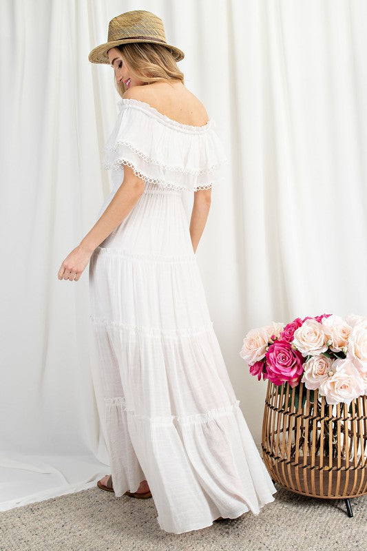 Ruffle Off The Shoulder Maxi Dress