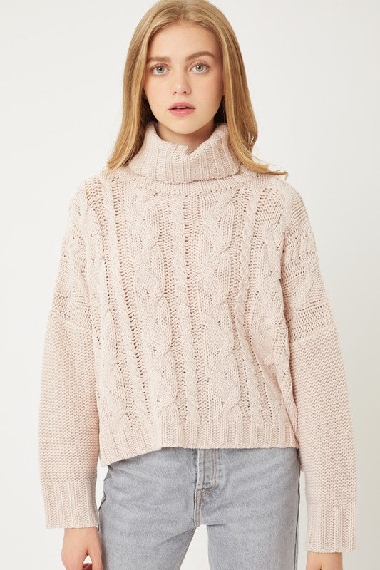 Mix Things Up Cable Knit Sweater | Bella Ella Boutique