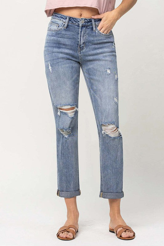 Flying Monkey Distressed Stretch Boyfriend Jeans