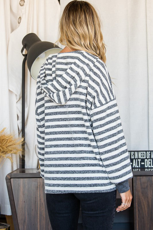 Striped Hooded Pullover Sweater