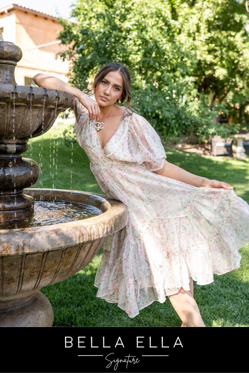 Dahlia Floral Midi Dress Bella Ella Boutique