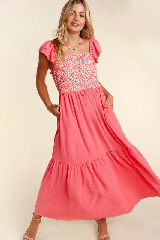 EMBROIDERY DOT WOVEN MAXI WITH SIDE POCKETS