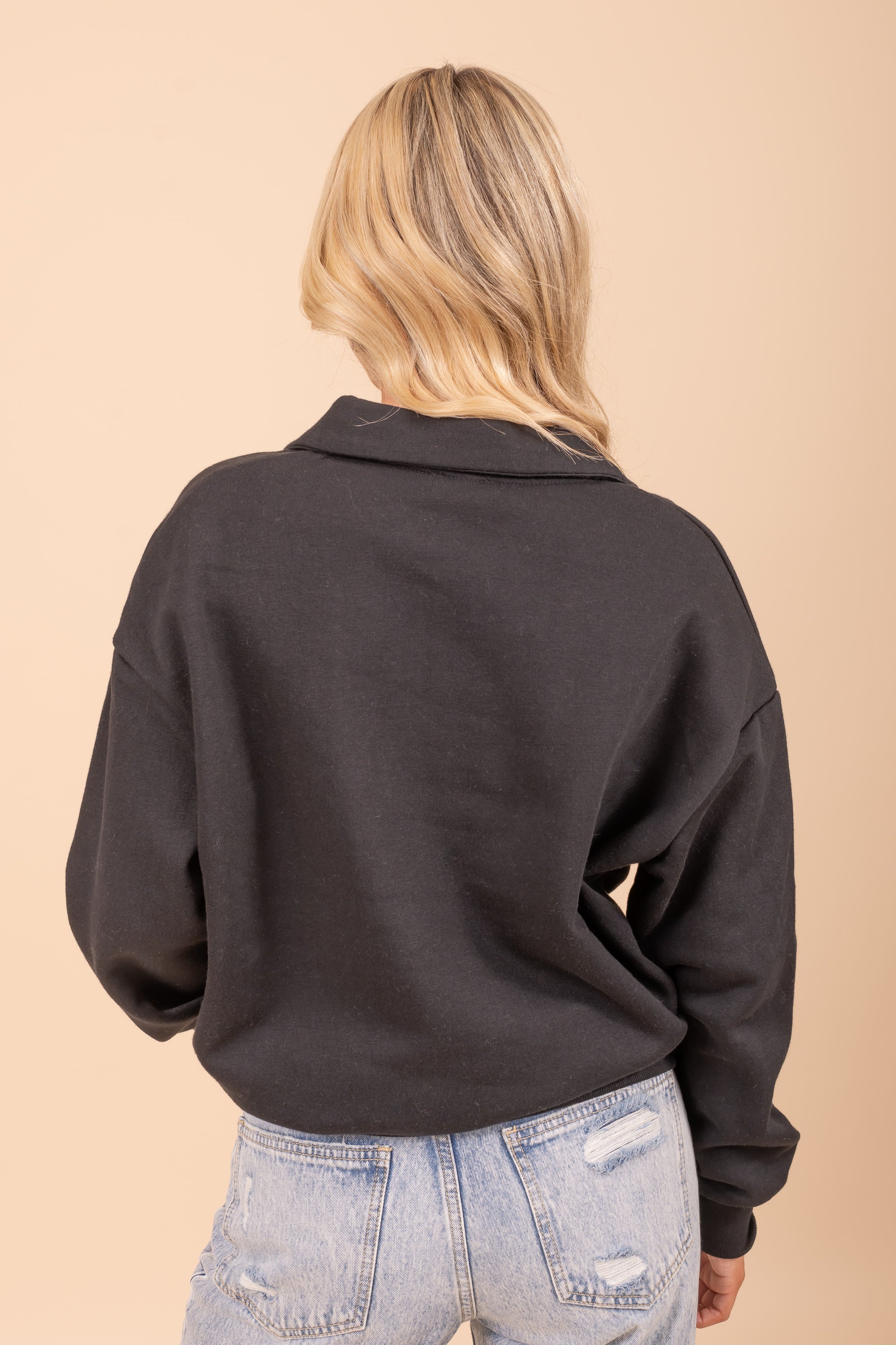 Fleece Polo Button-Up Sweatshirt
