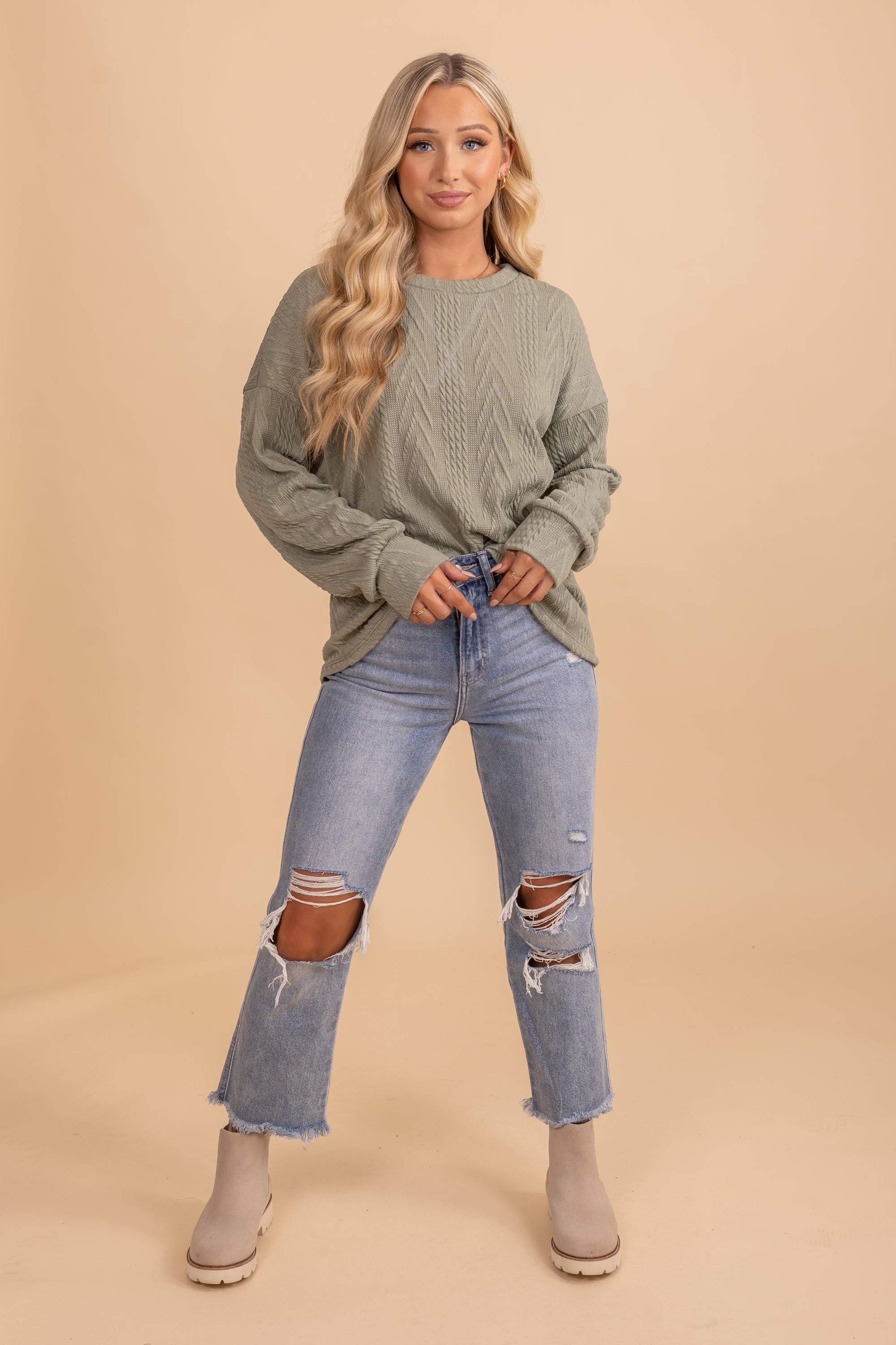 Cozy Cable Knit Textured Pullover
